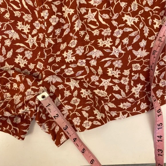 Madewell || Linen-Blend Track Shorts Pull On Floral Batik Vine Orange‎ Medium - Picture 8 of 9